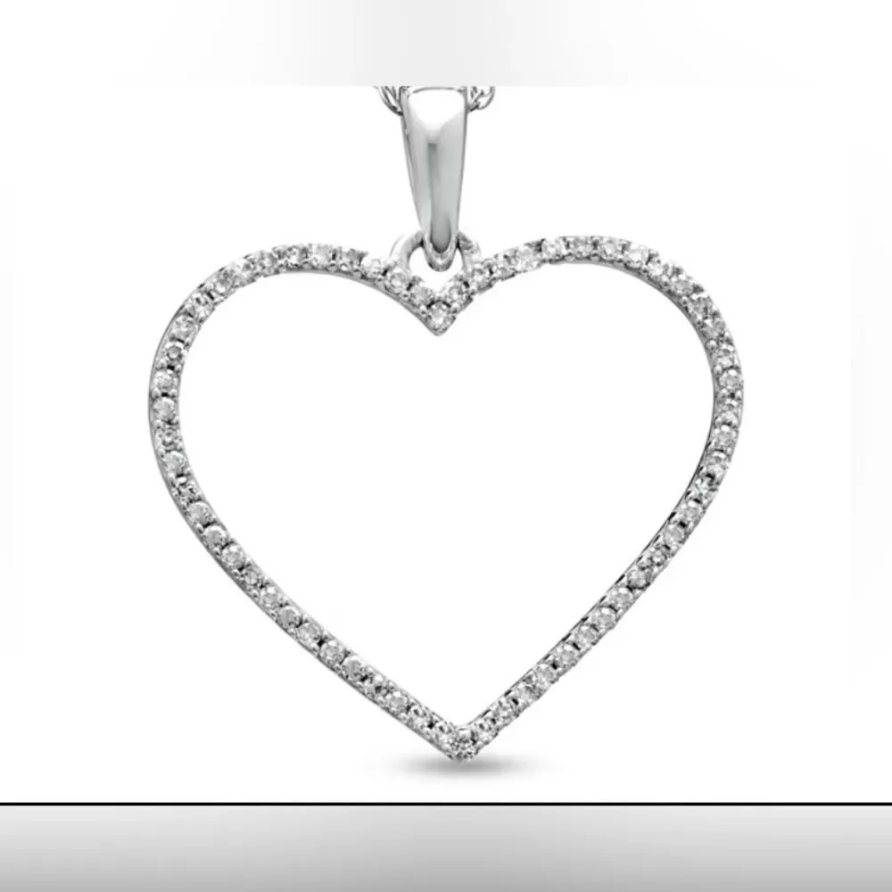 10k WG 1/8 ct Natural-Mined Diamond Heart Pendant Necklace